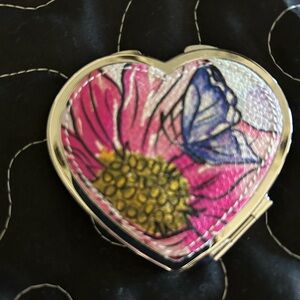 Brighton Heart Compact with Pink and Blue Floral Design